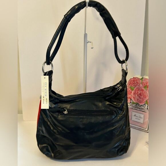 Black & Red Striped hobo Shoulder bag hobo bag NWT - Picture 5 of 13